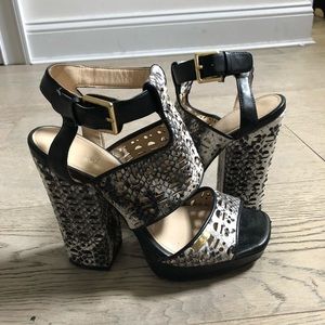 CALVIN KLEIN lazer cut leather snake print sandal